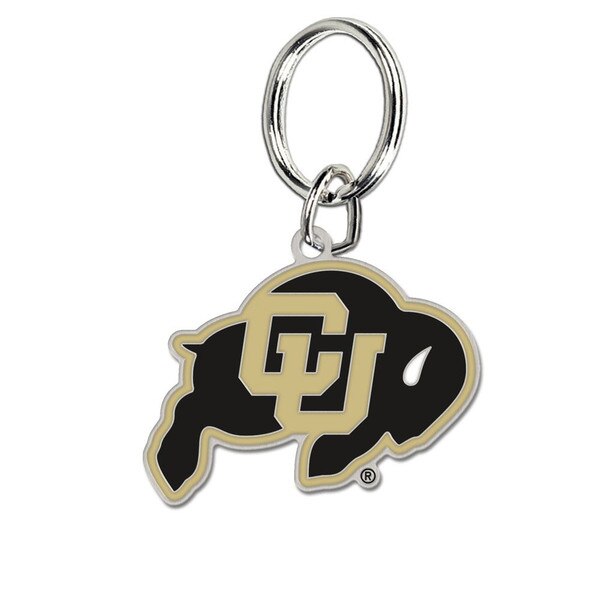 University of Colorado metal keychain featuring CU Buffaloes logo in black and Vegas gold